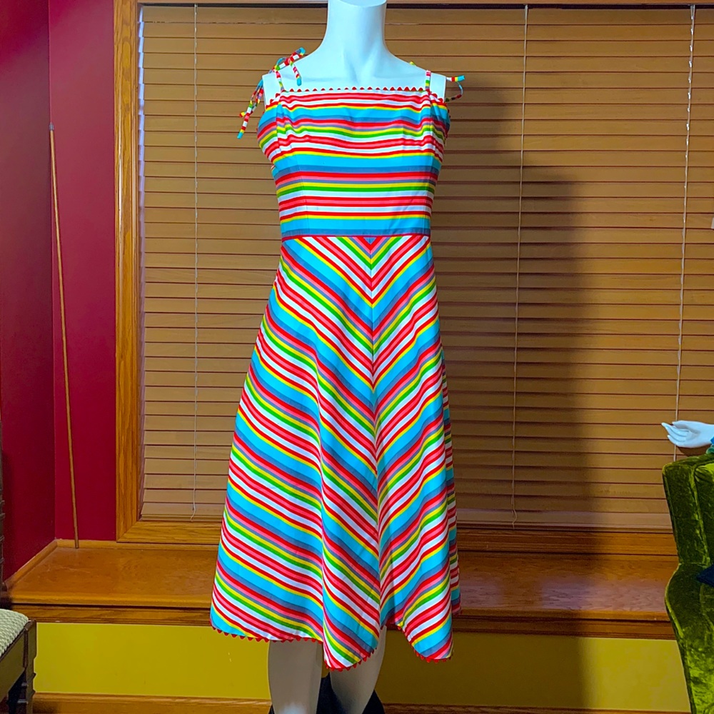 Vintage Rainbow Stripe Sundress